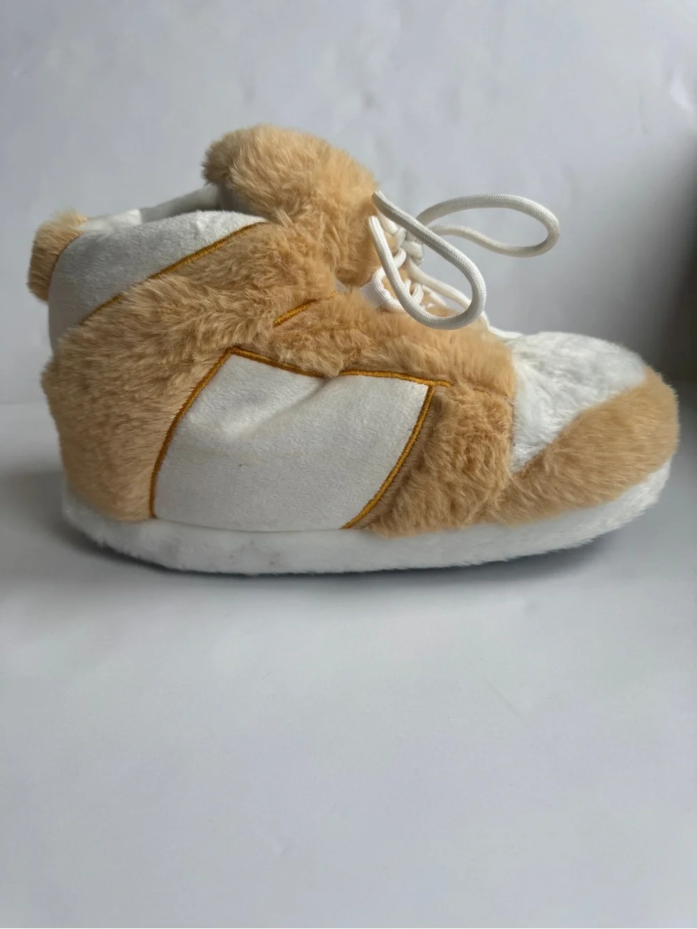 Hypebeast Plush Sneaker Slippers AJ1 Tan Red White One Size